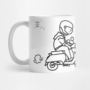 motorbike rider with classic scooter quotes Mug